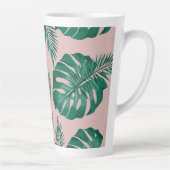 Tasse Latte Feuilles Pink & Green Palm sans couture Motif (Droite)