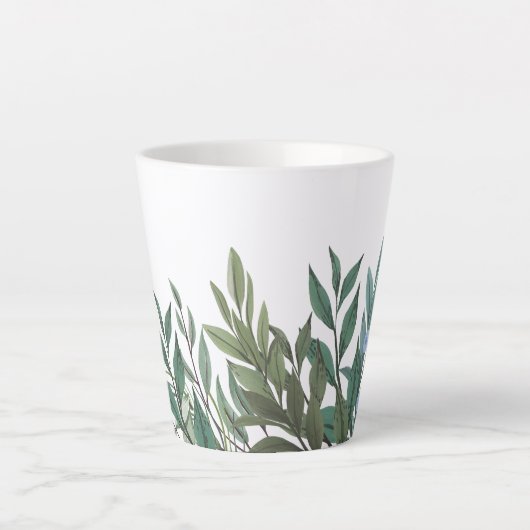 Tasse Latte Feuilles Turquoises Contemporary Botanical Latte M (Devant)