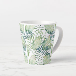 Tasse Latte Feuilles verts tropicaux