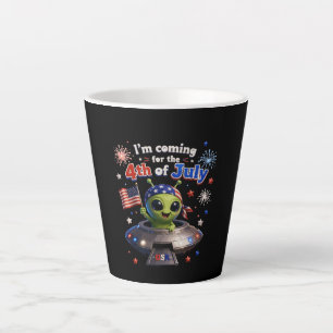Tasse Latte Feux d'artifice patriotiques d'aliens du 4 juillet