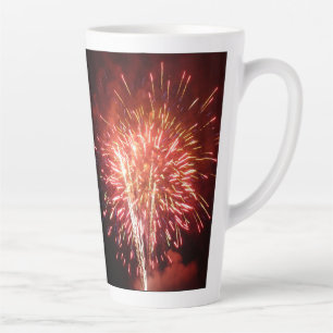 Tasse Latte Feux d'artifice Rouges, Blancs et Bleus II Patriot