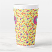 Tasse Latte Fiesta jaune Floral Customisé initial (Devant)
