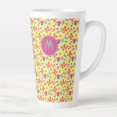 Tasse Latte Fiesta jaune Floral Customisé initial (Droite)