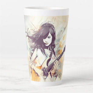 Tasse Latte Fille avec musique rock vibes