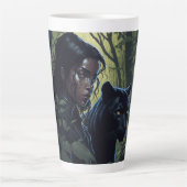 Tasse Latte Fille avec panthère noire (Devant)