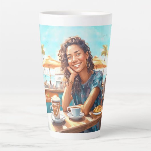Tasse Latte Fille avec pause café (Devant)