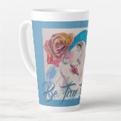 Tasse Latte Fille Avec Rose Rouge Soyez Fidèle À Vous Latte Mu (Angle gauche)