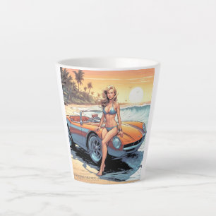 Tasse Latte Fille avec voiture de sport