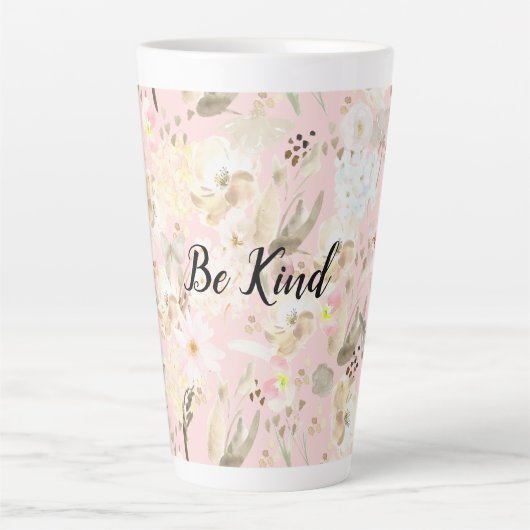 Tasse Latte Fille Blush Crème Rose Blanc Floral (Devant)