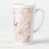 Tasse Latte Fille Blush Crème Rose Blanc Floral (Droite)
