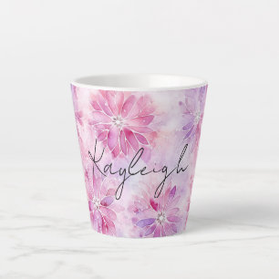 Tasse Latte Fille Blush Rose Chic Lavande Florale