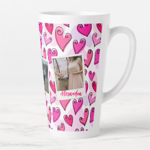 Tasse Latte Fille Coeurs roses mignonette Romantique Saint-Val