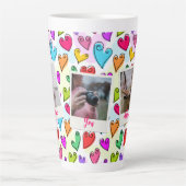 Tasse Latte Fille Coeurs Vibrants Cute Romantique Saint-Valent (Devant)