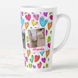 Tasse Latte Fille Coeurs Vibrants Cute Romantique Saint-Valent