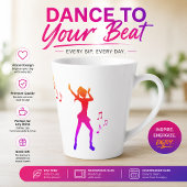 Tasse Latte Fille d'anime dansant avec des notes de musique -