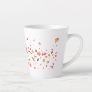 Tasse Latte Fille d'automne avec Feuilles volants