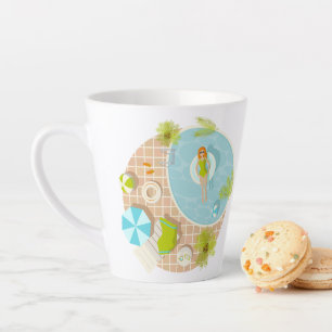 Tasse Latte Fille de piscine en bikini plage d'été