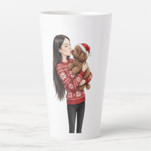 Tasse Latte Fille embrassant un chiot Caniche – Maman Caniche