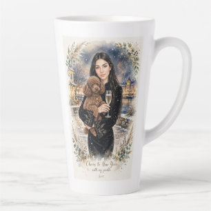 Tasse Latte Fille embrassant un chiot Caniche – Maman Caniche