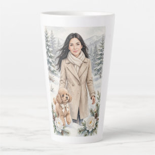 Tasse Latte Fille embrassant un chiot Caniche – Maman Caniche