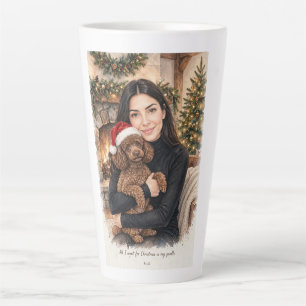 Tasse Latte Fille embrassant un chiot Caniche – Maman Caniche