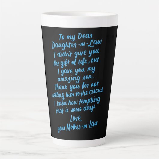 Tasse Latte Fille en droit à ma chère fille en droit (Devant)