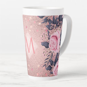 Tasse Latte Fille jamais ROSEGOLD Bleu rose Floral MONOGRAS