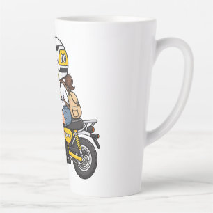 Tasse Latte Fille Mignonne à Moto – Dessin Animé de Mini Moto