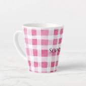 Tasse Latte Fille Pink Plaid Stripes Anniversaire (Angle gauche)