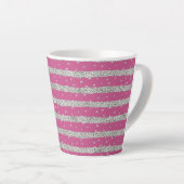 Tasse Latte Fille Rose Argent Sparkly Confetti Stripes (Angle droit)