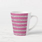 Tasse Latte Fille Rose Argent Sparkly Confetti Stripes (Droite)
