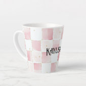 Tasse Latte Fille Rose Blanc Chic Carrés (Angle gauche)