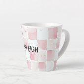 Tasse Latte Fille Rose Blanc Chic Carrés (Angle droit)