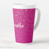 Tasse Latte Fille Rose Glam Or Éperche Confetti Personnalisé (Angle droit)