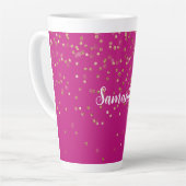 Tasse Latte Fille Rose Glam Or Éperche Confetti Personnalisé (Angle gauche)