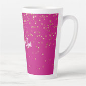 Tasse Latte Fille Rose Glam Or Éperche Confetti Personnalisé (Droite)