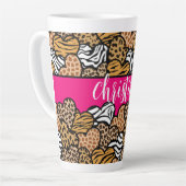 Tasse Latte Fille Rose Joueuse Coeurs Posters de animaux Nom (Angle gauche)