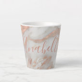 Tasse Latte Fille rose or parties scintillant nom de marbre pe (Devant)