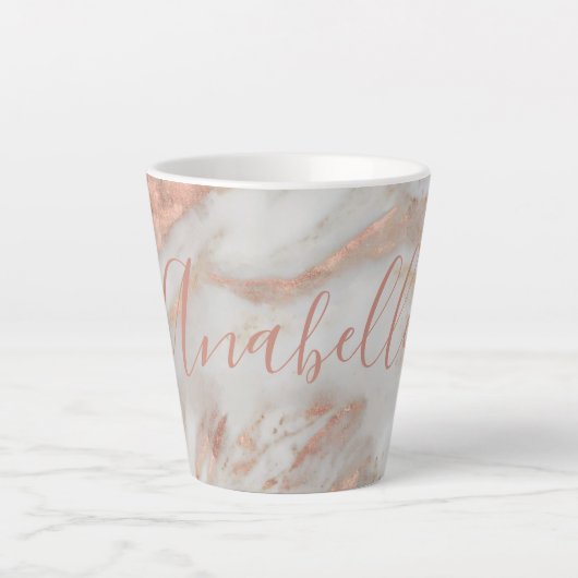 Tasse Latte Fille rose or parties scintillant nom de marbre pe (Devant)