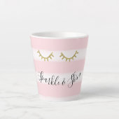 Tasse Latte Fille rose rayures Parties scintillant or Eyelashe (Devant)