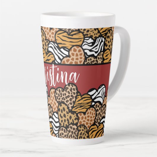 Tasse Latte Fille Rouge Joueuse Coeurs Posters de animaux Nom (Angle droit)