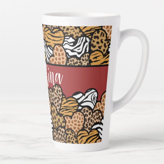 Tasse Latte Fille Rouge Joueuse Coeurs Posters de animaux Nom (Droite)