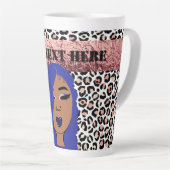 Tasse Latte Filles de Glam personnalisées Sassy Cheetah Print (Angle droit)