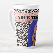Tasse Latte Filles de Glam personnalisées Sassy Cheetah Print (Angle gauche)