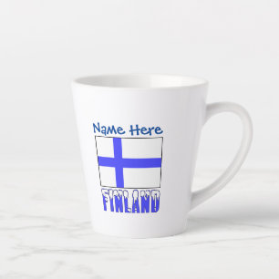 Tasse Latte Finlande et Finlande Drapeau bleu Personnalisation