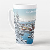 Tasse Latte Finlande Illustration hivernale (Angle gauche)