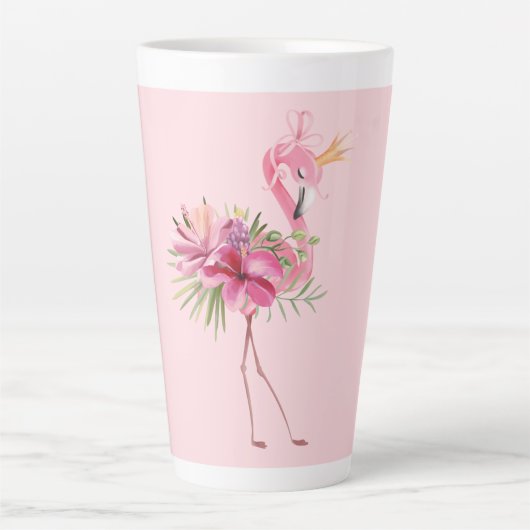 Tasse Latte Flamant rose avec couronne (Devant)