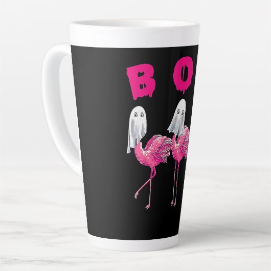 Tasse Latte Flamant rose Boo Halloween Flamant rose Fantôme (Angle gauche)