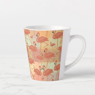 Tasse Latte Flamant rose de corail Patchwork Tropical Design