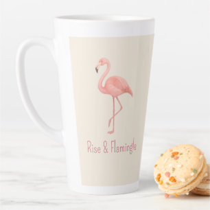 Tasse Latte Flamant rose de levage et flamingle - Beige doux T